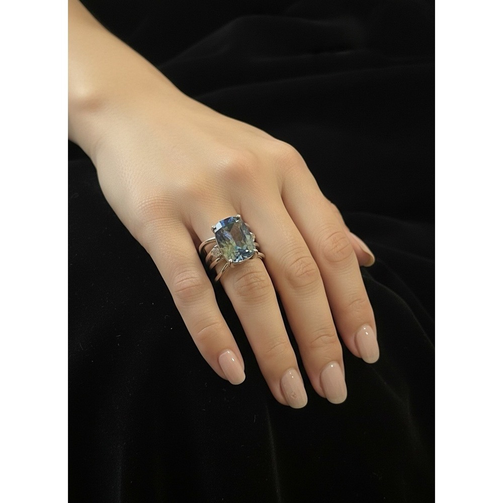 JTV 9.25 Sterling Silver Mystic Topaz CZ Ring Size‎ 5